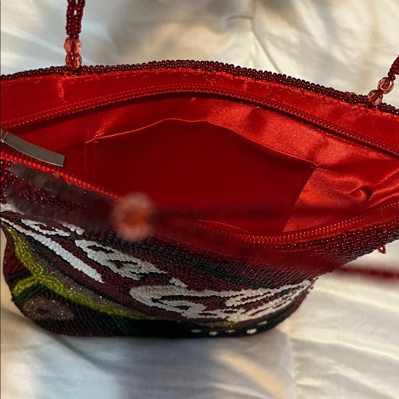 Vintage Coca Cola Red Beaded Shoulder Bag with White Logo - Picture 4 of 5